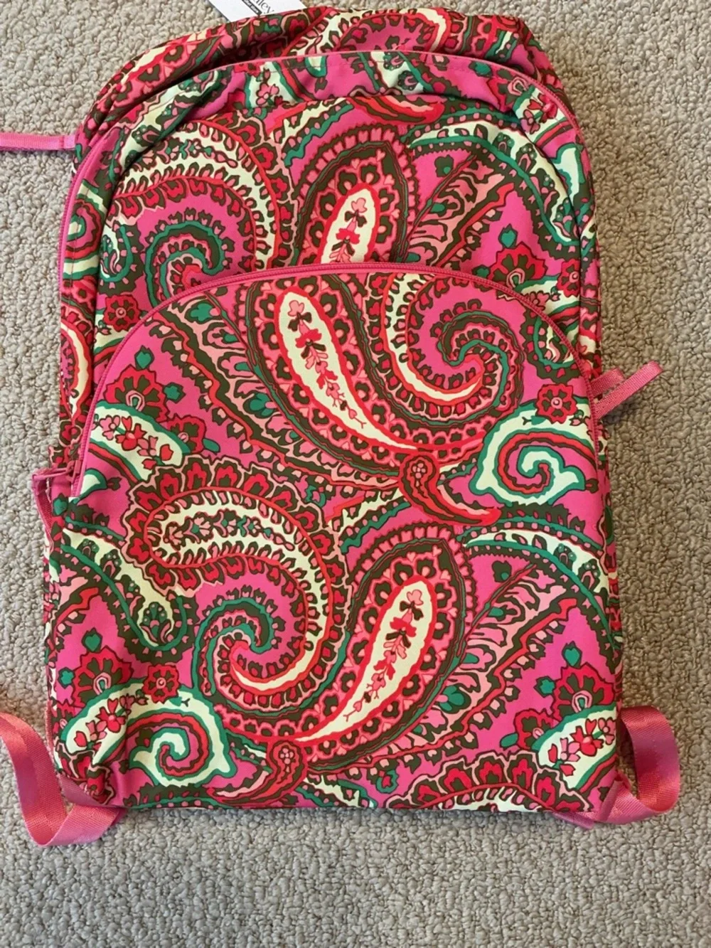NWT Vera Bradley Capri Pink Paisley Print Essential Large Backpack
